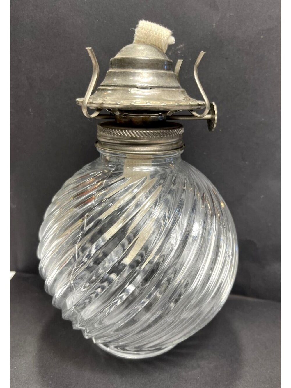 Vtg Oi Lamp light Farms Round Cut Crystal Clear Glass Made In Austria Base Only